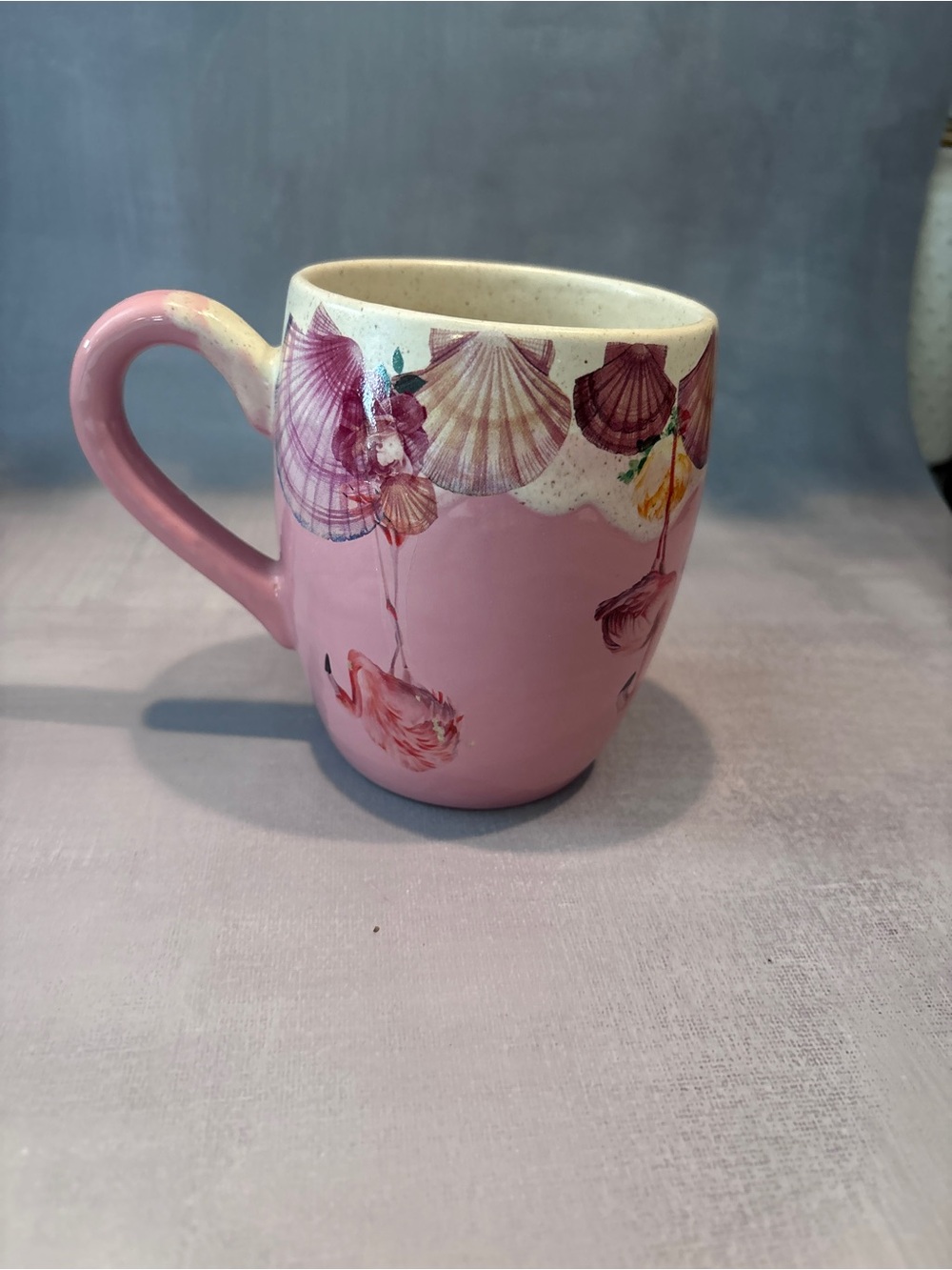 Pink Flamingo & Seashell Ceramic Mug